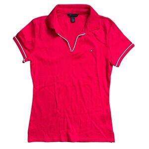 Tommy Hilfiger‎ Pink Tennis Golf Polo V Neck Shirt Women's Size M